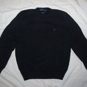 POLO RALPH LAUREN 100% Cotton Classic Chunky Knit Crewneck Sweater Navy Men's S